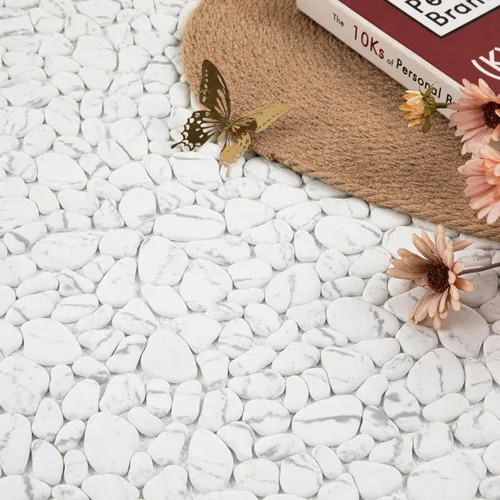 Miniatura 13 de Diflart Azulejo de piedra natural para suelo de ducha, ovalado verde esmeralda, 4 hojas, mosaico de guijarros en rodajas para cocina, baño, suelo