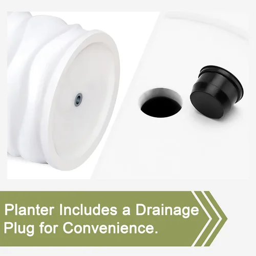 Miniatura 3 de LuxenHome Macetas Altas para Plantas de Exterior, Juego de 2 Macetas para Interiores y Exteriores con Orificio de Drenaje y Tapón de Goma, Macetas