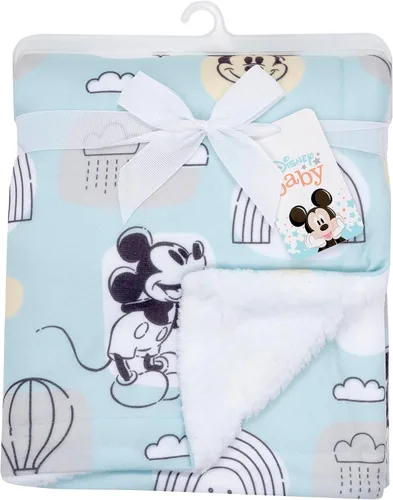 Miniatura 5 de Lambs & Ivy Disney Baby Classic Mickey Mouse - Manta de forro polar suave azul/blanco