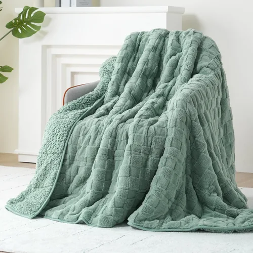 Miniatura 14 de Kivik - Mantas con peso de doble cara para adultos, mantas estampadas a cuadros, súper suaves y pesadas, para sofá y cama, con tela ultra esponjosa