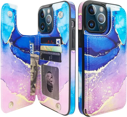 Miniatura 30 de HAOPINSH para iPhone 13 Estuche tipo cartera con tarjetero, patrón de leopardo blanco y guepardo, funda con tapa trasera para mujer y niña, ranuras