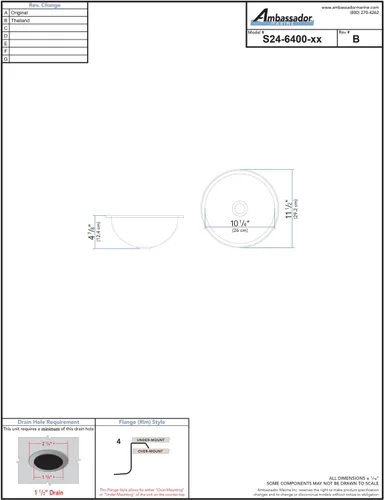 Miniatura 3 de AMBASSADOR MARINE GRADE 304 Fregadero de media esfera de acero inoxidable, 11-1/2 pulgadas de diámetro. x 4 1/2 pulgadas de profundidad, acabado