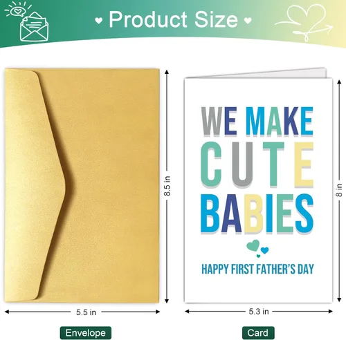 Miniatura 2 de Chenive Tarjeta de feliz primer día del padre para marido, divertida tarjeta del primer día del padre de parte de la esposa, ideas de regalo
