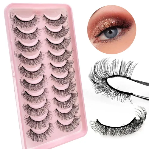 Miniatura 36 de 10 pares de pestañas rusas 3D voluminosas, con curvatura DD, pestañas postizas de visón sintético, pestañas de 19/32 de pulgada que parecen S09