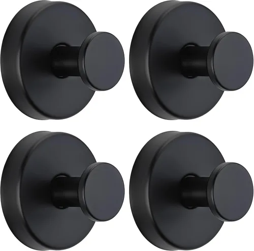 Ganchos de ventosa para ducha sin taladro, ganchos de baño para toallas, batas, esponja vegetal montables en paredes de baño, cocina, vidrio, Negro