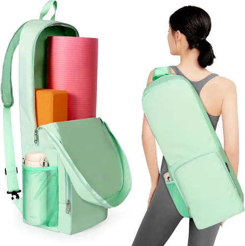 Miniatura 9 de Bolsa para Esterilla de Yoga con Bolsillo Lateral de Malla y Cremallera, Compartimento Exterior para Artículos Húmedos, Bolsa Ligera Impermeable
