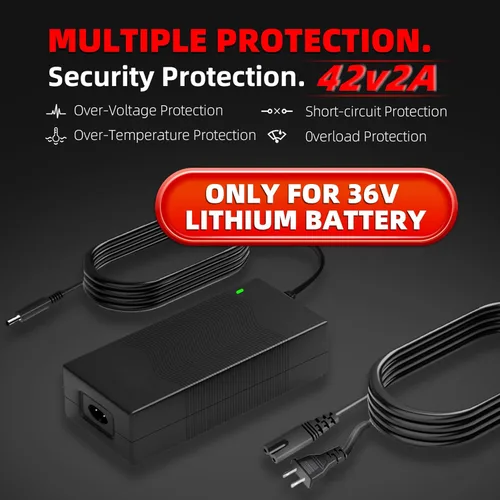 Miniatura 5 de Cargador de scooter eléctrico de repuesto de 42 V 2 A con certificación UL para cargador Hoverboard de 36 V con 5 enchufes, compatible con adaptador