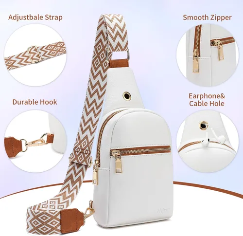 Miniatura 5 de Hvjcez Small sling bag for women crossbody purse Waterproof Leather Fanny Packs for Women Chest Bag with Adjustable Strap