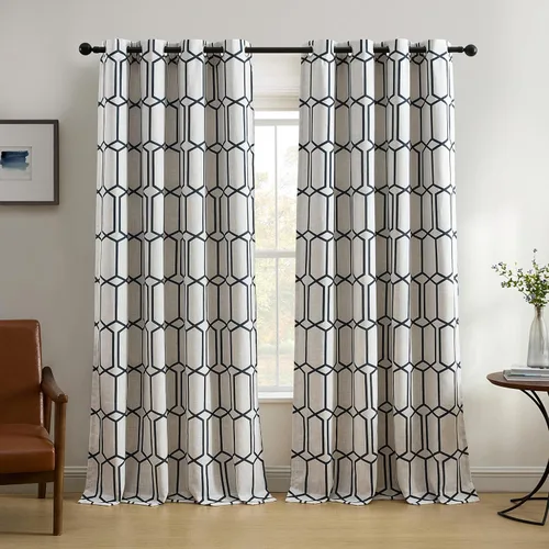 Miniatura 8 de Elrene Home Fashions Kaiden - Cortina geométrica de oscurecimiento de habitación, panel único, 52" ancho x 84" largo (1 panel), negro