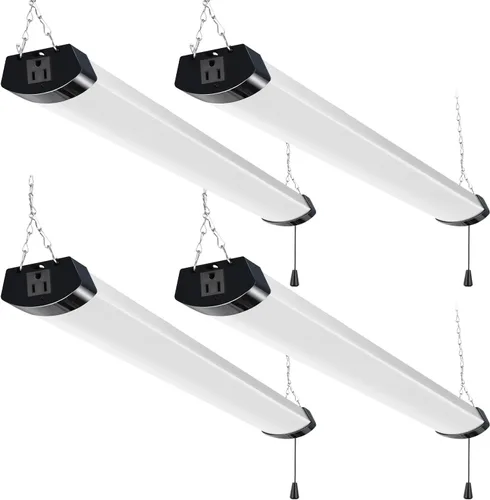 hykolity Juego de 4 lámparas LED para tienda enchufables, 120 W, 13000 lm (equivalente a 400 W), 5000 K, 4 pies, lámparas LED negras para garajes,