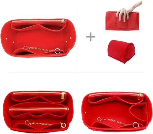Miniatura 3 de Bolsa organizadora de fieltro 3 en 1 con soporte para botellas, A-ROJO, M