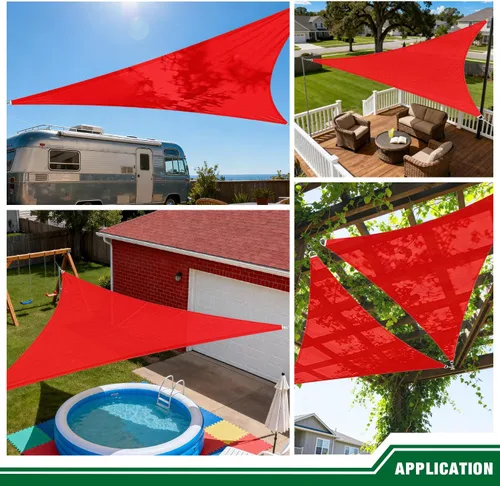 Miniatura 2 de Toldo Vela Triangular de Sombra 2'x2'x2' Toldo Resistente a los Rayos UV Cubierta para Patio Exterior Pérgola Patio Trasero Terraza Jardín Porche