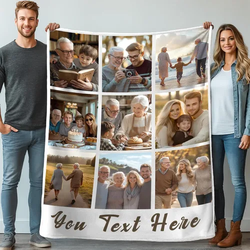 Miniatura 11 de Mantas personalizadas con 1 foto y texto impreso en Estados Unidos Manta personalizada con imagen de 30 x 40 pulgadas Mantas personalizadas