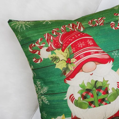 Miniatura 4 de Bonhause Juego de 4 fundas de almohada de gnomos de Navidad de 18 x 18 pulgadas, diseño de árbol de Navidad, camión rojo, para sofá, hogar