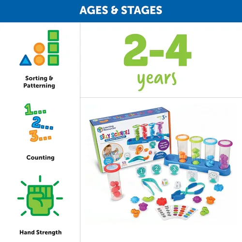 Miniatura 5 de Learning Resources Silly Science - Juego de clasificación de motricidad fina – 55 piezas, juguete educativo a partir de 3 años, habilidades motoras