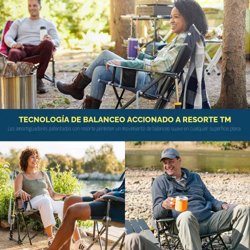 Miniatura 4 de GCI Outdoor Kickback - Mecedora de camping plegable portátil Mecedora plegable con reposabrazos duraderos, portavasos y asiento relajado más bajo