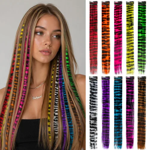 Miniatura 16 de Extensiones de cabello sintético de 22 pulgadas, extensiones de cabello sintético largo y lacio con clip, extensiones de cabello sintético para Negro
