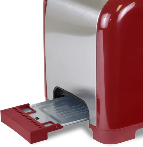 Miniatura 6 de Koolatron Kenmore - Tostadora de 2 rebanadas, acero inoxidable, rojo y plateado, con ranuras extra anchas, guías de pan autoajustables