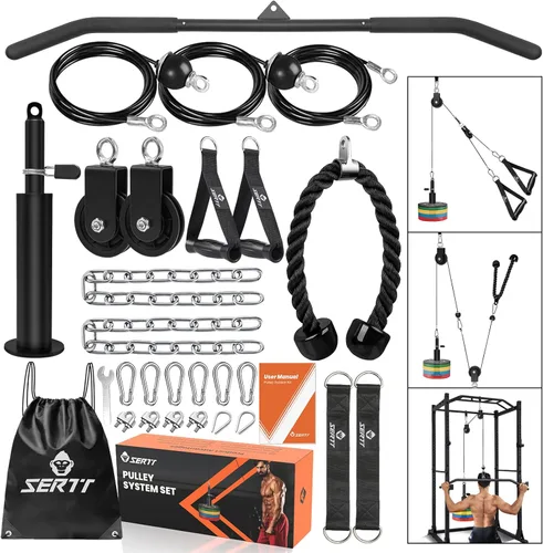SERTT Sistema de Poleas para Gimnasio en Casa - Entrenamiento de Tríceps, Jalón al Pecho, Flexión de Bíceps, Tríceps, Hombros, Espalda, Antebrazo,