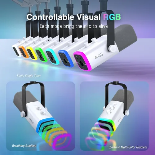 Miniatura 5 de FIFINE - Kit de micrófono para juegos XLR/USB, set de micrófono dinámico para transmisión para PC, micrófono de computadora para grabación de Blanco
