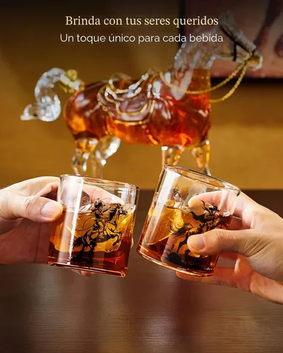 Miniatura 4 de Kollea - Regalos de cumpleaños para hombres y papá, juego de decantador de whisky con forma de caballo con 2 vasos de vaquero, dispensador de licor