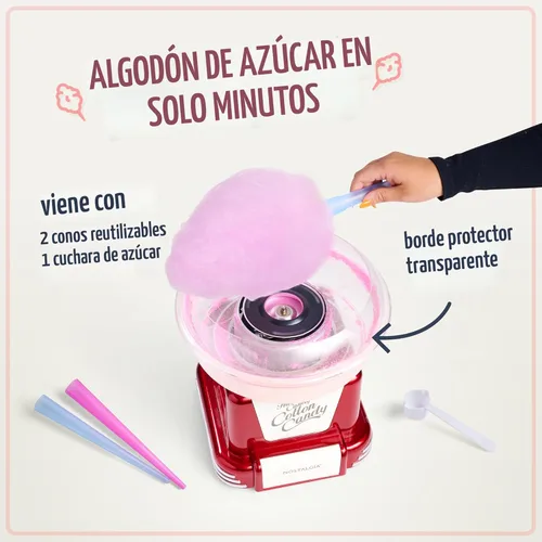 Miniatura 3 de PCM805RETRORED Serie Nostalgia - Máquina para hacer algodón de azúcar o caramelos sin azucar Rojo