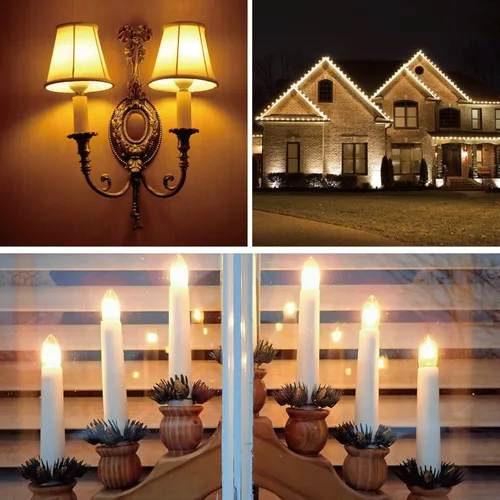 Miniatura 7 de Meconard Bombilla LED C9 de repuesto de Navidad, paquete de 25 bombillas LED C9 inastillables para luces de Navidad al aire libre, base intermedia