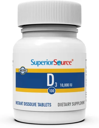 Miniatura 4 de Superior Source Vitamina D3 10000 UI, tabletas microlingües de disolución rápida, 100 unidades, ayuda a promover huesos y dientes fuertes, apoyo
