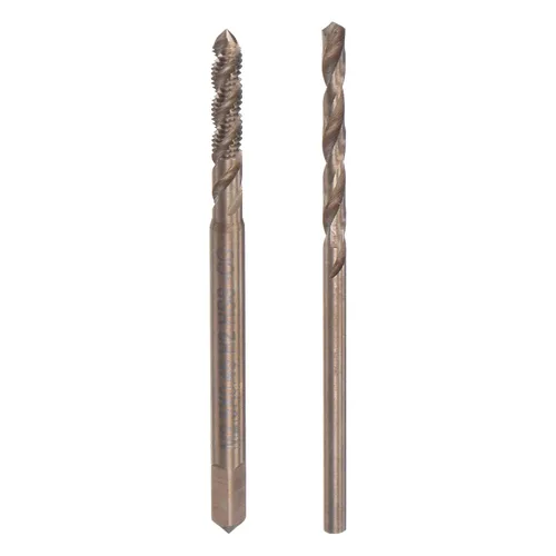 Miniatura 7 de uxcell M2 x 0.4 espiral flauta grifo y 0.063 in Twist Drill Broca Set, métrica M35 cobalto alta velocidad máquina roscado rosca rosca herramienta