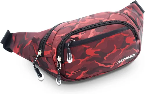 Miniatura 9 de Cangurera cruzada para hombres, 5 bolsillos con cremallera, bolsa para cinturón para correr, ciclismo, viajes, senderismo, pesca, camping