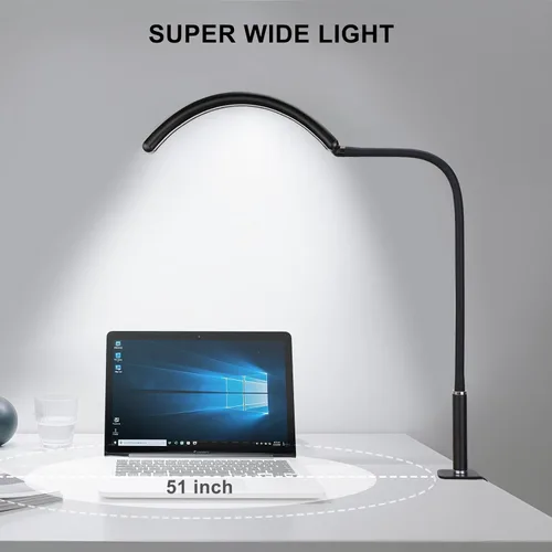 Miniatura 8 de Lámpara de escritorio LED profesional de media luna para técnicos y artistas de uñas, lámpara flexible de cuello de cisne con abrazadera, 5 modos