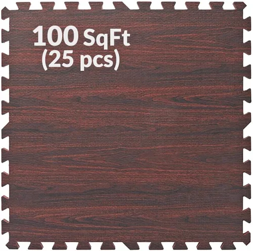 Miniatura 4 de Alfombrilla de espuma estampada de 100 pies cuadrados de 3/8 pulgadas de grosor, estilo de grano de roble de madera oscura