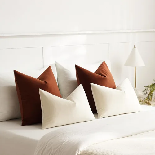 Miniatura 5 de Dezene - 2 fundas decorativas de terciopelo para almohada Hielo de vainilla