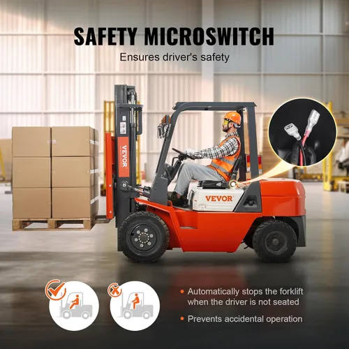 Miniatura 4 de VEVOR Asiento universal de carretilla elevadora, asiento de tractor plegable con respaldo de ángulo ajustable y micro interruptor, 6.3-13.4