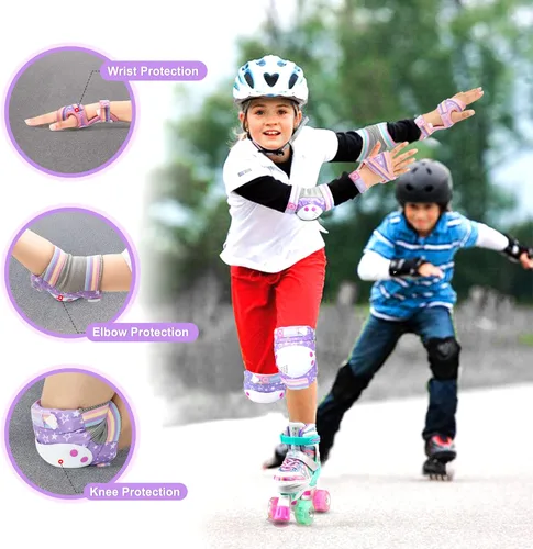 Miniatura 3 de Rainbow Unicorn - Patines para niños con equipo de protección, morado, talla S