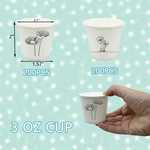 Miniatura 2 de Rainmae Paquete de 400 vasos de papel pequeños de 3 onzas, vasos desechables de papel de primera calidad, vasos pequeños para enjuague bucal