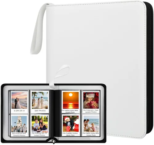 Miniatura 9 de Álbum de fotos de 256 bolsillos para fotos instantáneas Polaroid I-Type/600/SX-70, libro de fotos de cuero con cremallera para cámara instantánea