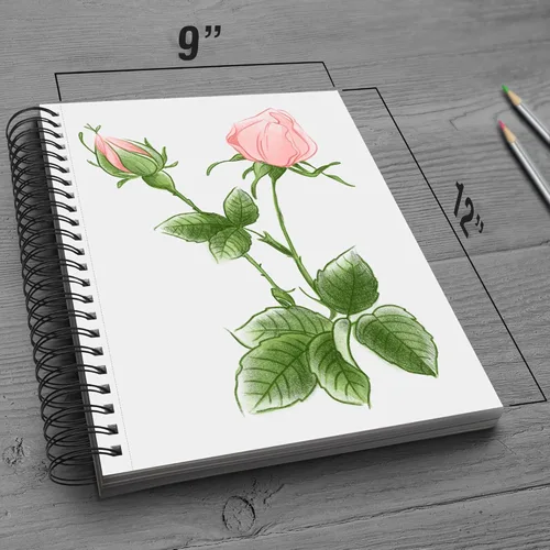 Miniatura 4 de Bloc de bocetos de papel blanco de alta calidad, 9 x 12 pulgadas, 100 hojas (68 libras/3.53 oz/m²), cuaderno de bocetos con espiral para marcadores