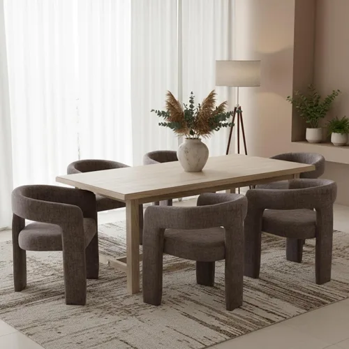 Miniatura 32 de Hyfirm Sillas de Comedor Modernas Tipo Barril Juego de 1, Cómoda Silla de Comedor de Acento Tapizada en Chenilla con Brazo para Cocina Sala de Estar