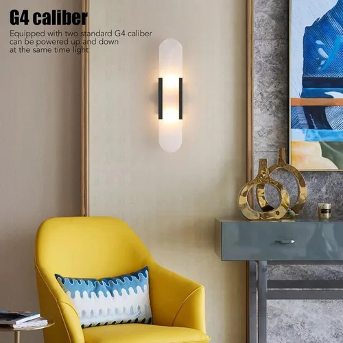 Miniatura 3 de Lámpara de pared LED de fuente de luz, lámparas de pared con pilas, luz de pared LED de mármol esmerilado de carga extraíble con base G4 para sala