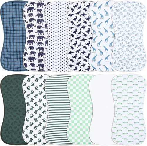 Miniatura 17 de Paños para eructar y baberos para bebé de 2 en 1 - Juego de 6 unidades, grandes, súper absorbentes, paños de algodón suaves para eructar para baba