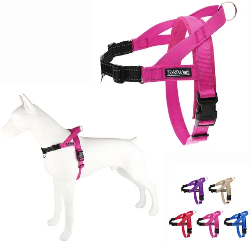 Miniatura 13 de Arnés para perro sin tirones con asa, clip trasero y delantero, ajustable, fácil de poner y quitar, reflectante, ligero y acolchado de malla, sin