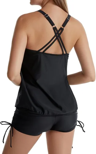 Miniatura 7 de Trajes de baño Tankini dos piezas, chaleco de natación tirantes, tops pantalones cortos para niño, traje de baño delgado