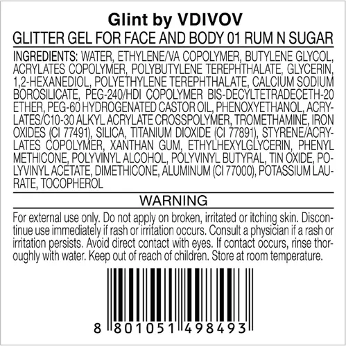 Miniatura 7 de Gel Glint Glitter (ron N Sugar, 0.13 onzas), maquillaje corporal multiusos para ojos, mejillas, cuerpo y cabello de LG Beauty. Pigmento rico, brillo