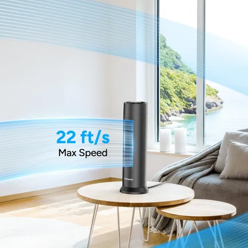 Miniatura 4 de DR.PREPARE - Ventilador de torre, ventilador de escritorio silencioso de 28 dB, 3 velocidades, oscilación de 80°, diseño sin aspas lavable