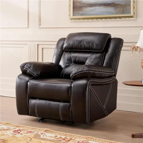 Breathable Leather Rocking Recliner Chair with Heat and Massage, Single Seat Sofa for Home Theater Living Room, Comfortable Adult Recliner for