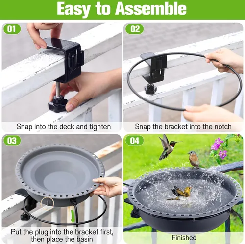 Miniatura 7 de Saillong Baños para pájaros para exteriores, comedero de agua para colibríes, para jardín, patio, césped, ideal para atraer pájaros