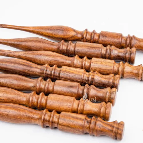 Miniatura 6 de INTAJ Gancho de ganchillo de madera hecho a mano – Juego de ganchos de ganchillo de aguja de palisandro – Aguja de tejer para manualidades de hilo