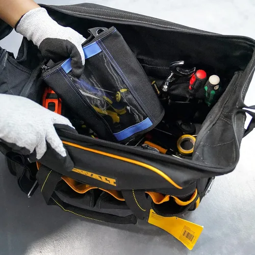 Miniatura 7 de MELOTOUGH Bolsa de herramientas de lona con cremallera – Bolsa de cierre de malla resistente, ojales para colgar (azul 2 unidades)