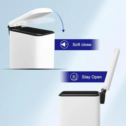 Miniatura 9 de Cubo de basura pequeño para baño con tapa, cubo de basura de 1.3 galones con cubo interior extraíble, cubo de basura delgado con tapa de cierre